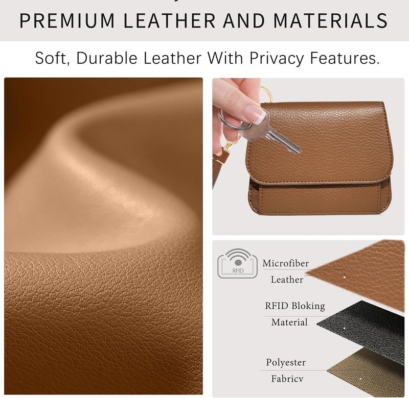 Sunpour Store Keychain Wallet RFID Wristlet Wallets for Women,Small Wallets Woman Key Chain Wallet with Coin Pocket and Id Window - Image 3